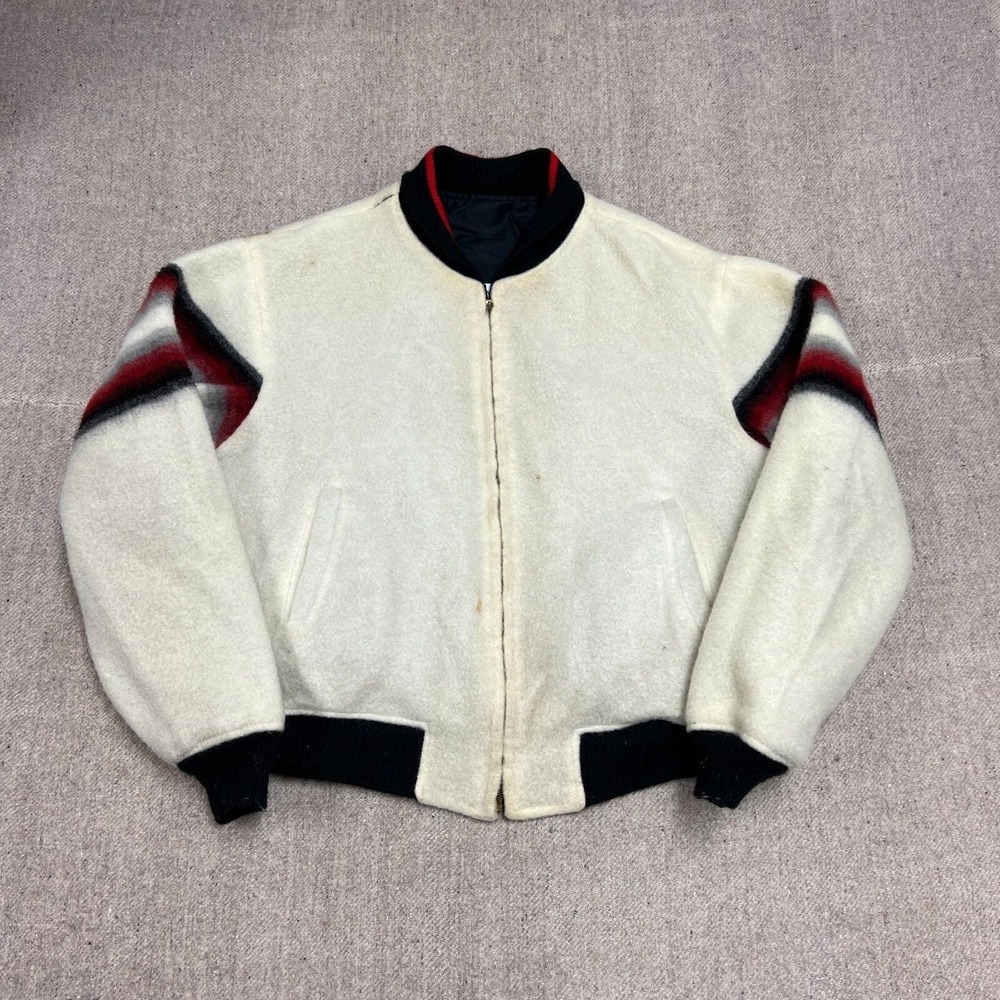 Vintage McGregor Jacket Mens Large White 1950s Fleece Reversible Rockabilly